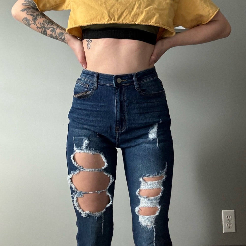 ripped flare jeans